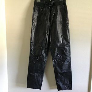 Carlo Baron vintage lined genuine leather pants woman's size 44/U.S. size 28